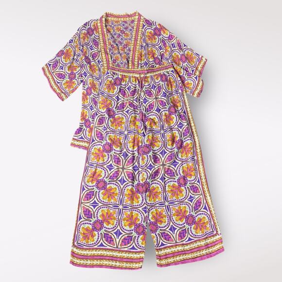 Haute Hippie Set Wide Leg Pant Open Reversible Kimono Cardigan Size M Boho - Picture 1 of 16